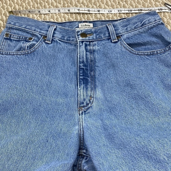 VINTAGE 90s Y2K LL BEAN High Waist Straight Tapered Leg Jeans Light Wash Sz 29P - Picture 10 of 10